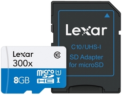 Lexar 8GB microSD 300x s adaptérem