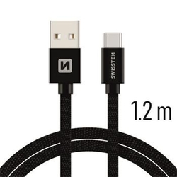 Swissten Textile Usb-C 1,2M Černý