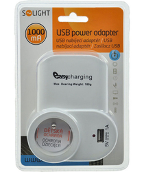 SOLIGHT DC23 USB adaptér, držák, 1000mA